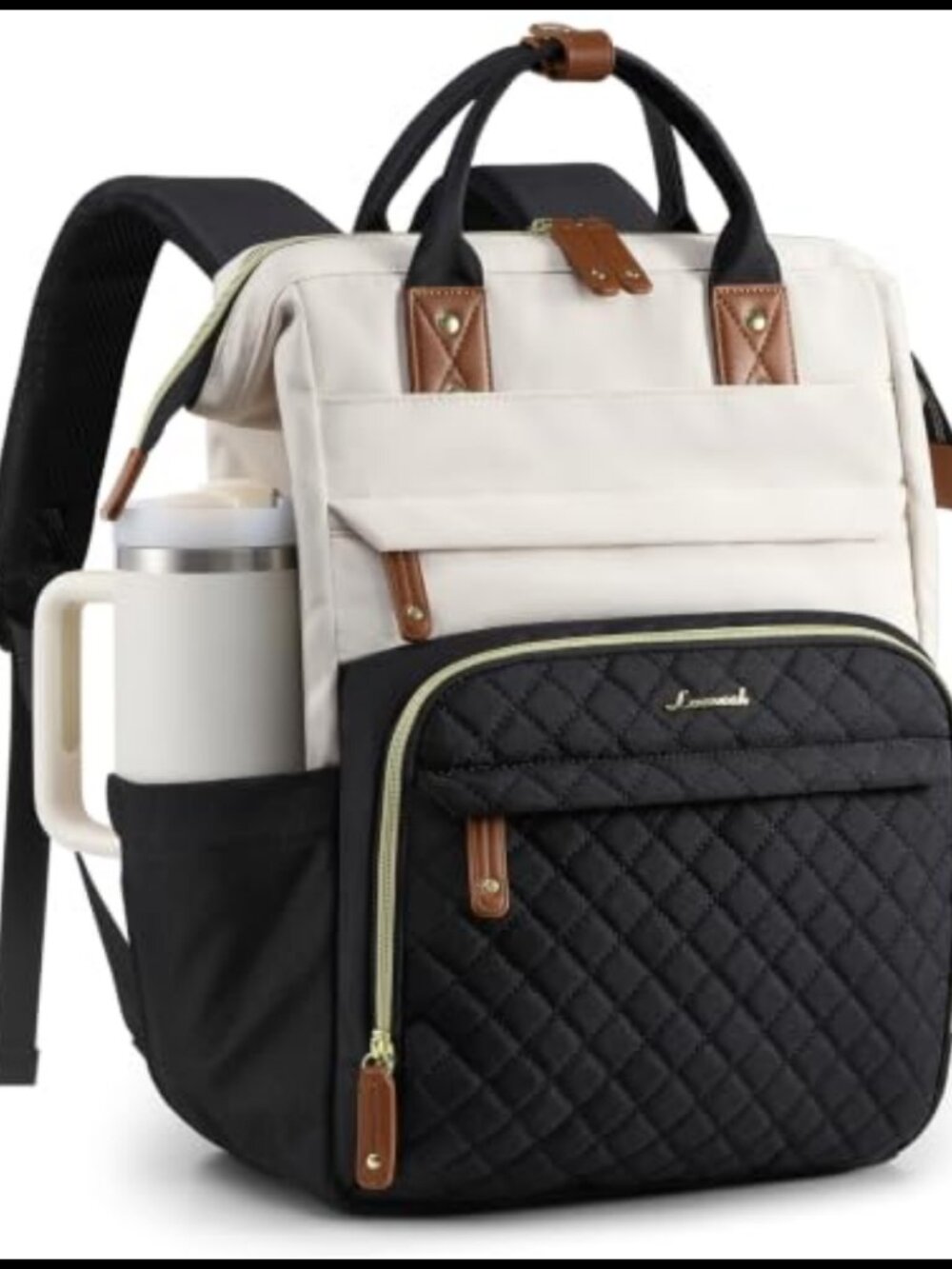 LOVEVOOK Quilted Nylon Laptop Backpack 15.6in Waterproof Travel Work Bag